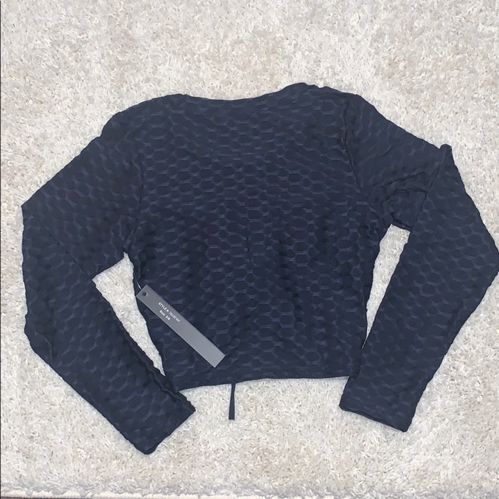 Brand new navy blue long sleeve crop top.